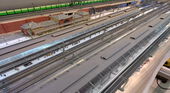 Bau der Oberleitung im gesamten Bahnhof fertig.